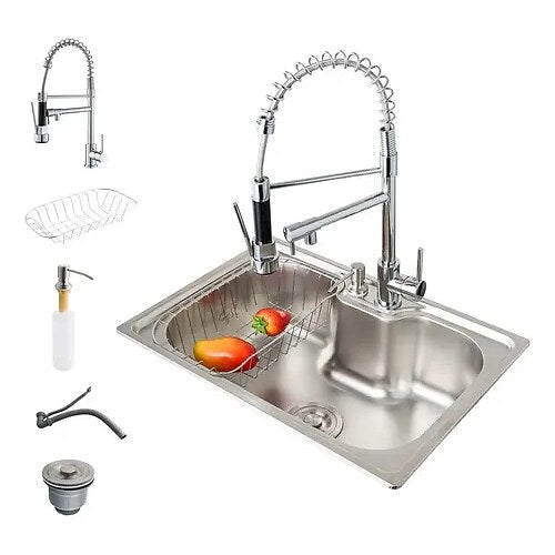 Cuba Gourmet Guerra Aço Inox 42 x 60 cm com Torneira Monocomando Flexível